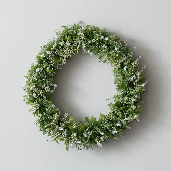 Artificial Gypsophila Wreath - Cream, Green