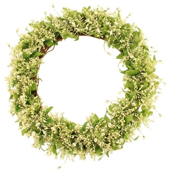 Artificial Gypsophila Wreath - Cream, Green