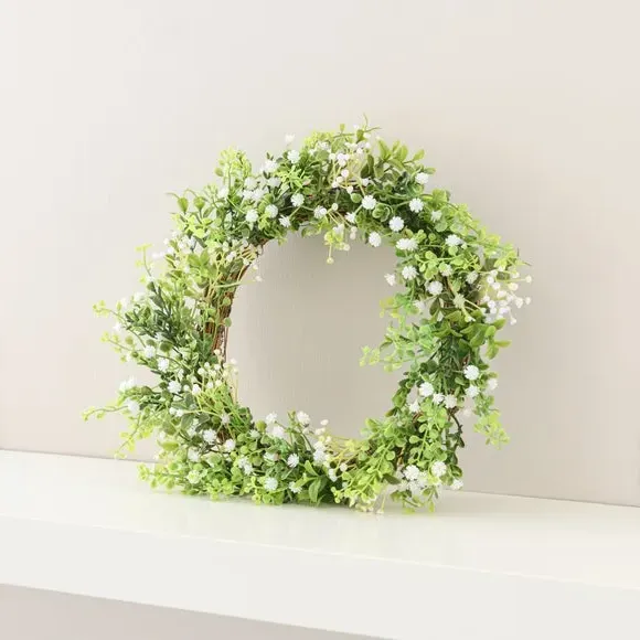 Artificial Gypsophila Wreath - White