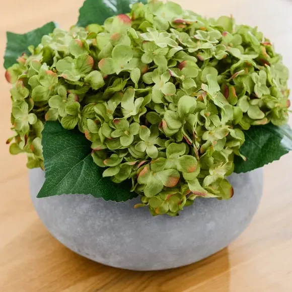 Artificial Hydrangea Arrangement - Green, Cement