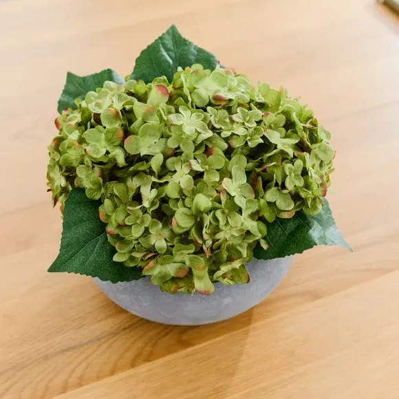 Artificial Hydrangea Arrangement - Green, Cement
