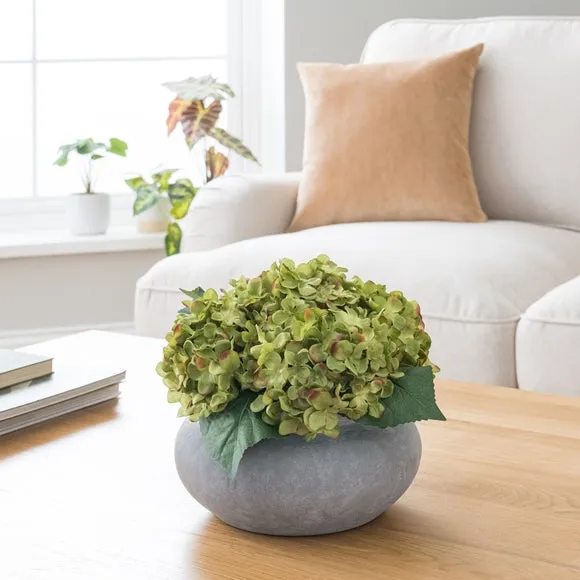 Artificial Hydrangea Arrangement - Green, Cement image