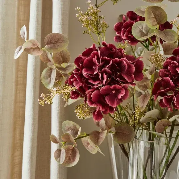 Artificial Hydrangea Arrangement - Purple, Glass