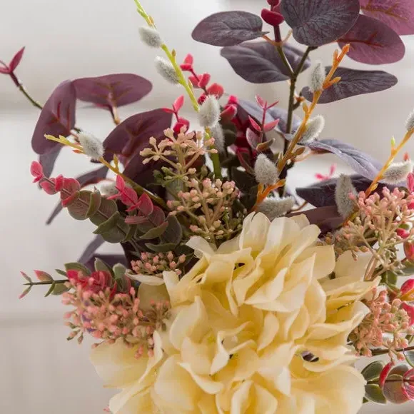 Artificial Hydrangea Bouquet - Purple, Textured Vase