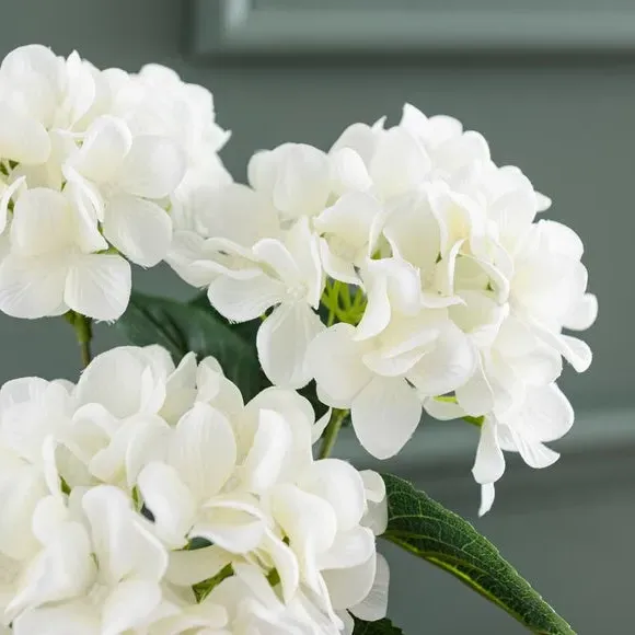 Artificial Hydrangea Plant - White, Cement Pot
