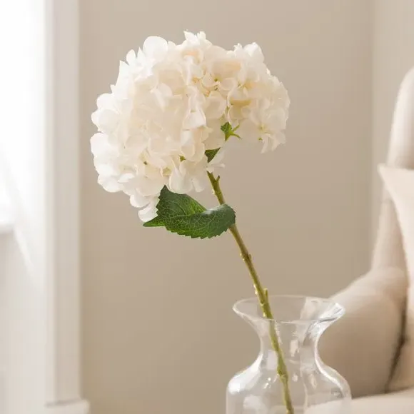 Artificial Hydrangea Stem - White, Plastic