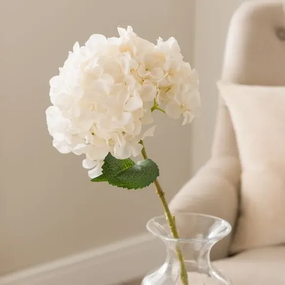 Artificial Hydrangea Stem - White, Plastic