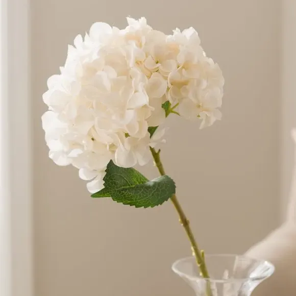 Artificial Hydrangea Stem - White, Plastic