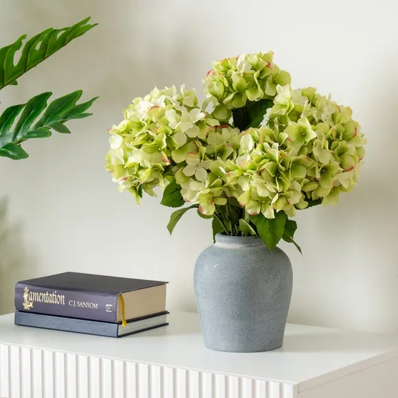 Artificial Hydrangeas in Vase - Green image