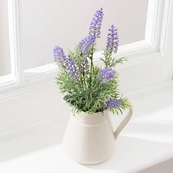 Artificial Lavender Arrangement - Purple, Ceramic