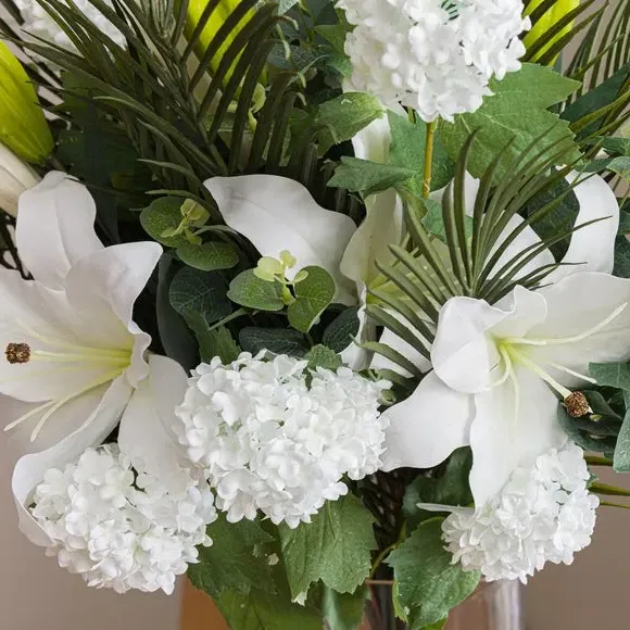 Artificial Lily Bouquet - White, Mixed Flowers