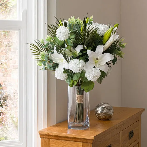 Artificial Lily Bouquet - White, Mixed Flowers image