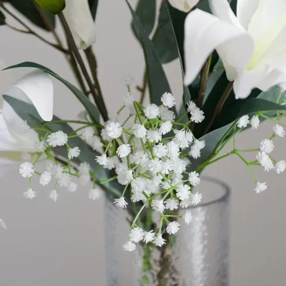 Artificial Lily Bouquet - White, Silk