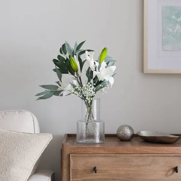Artificial Lily Bouquet - White, Silk image