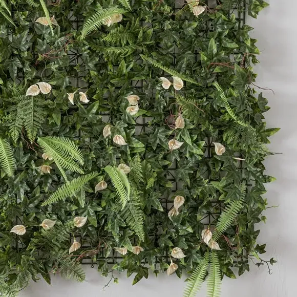 Artificial Lily Wall Panel - Green, Mixed Foliage