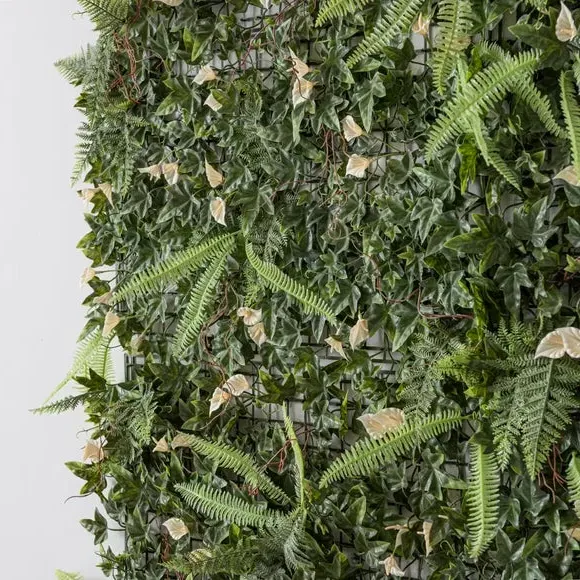 Artificial Lily Wall Panel - Green, Mixed Foliage