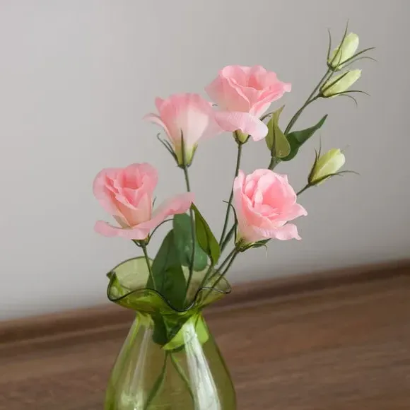Artificial Lisianthus Arrangement - Pink, Glass
