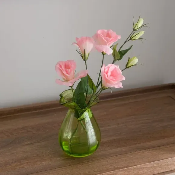 Artificial Lisianthus Arrangement - Pink, Glass