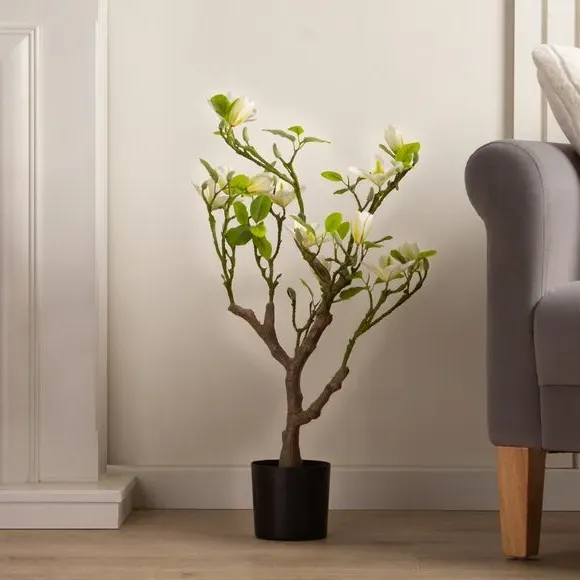 Artificial Magnolia Tree - Cream, Black Pot image