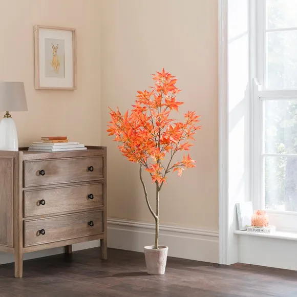 Artificial Maple Tree - Orange, Terracotta Pot image