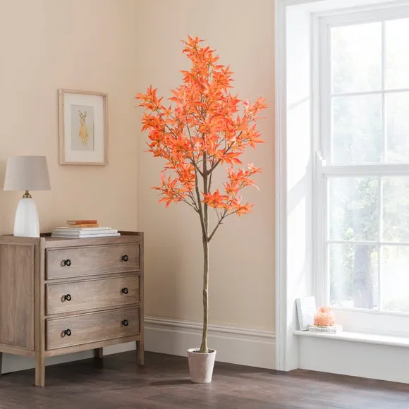 Artificial Maple Tree - Orange, Terracotta Pot