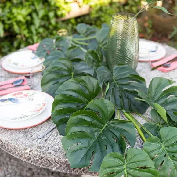 Artificial Monstera Garland - Green