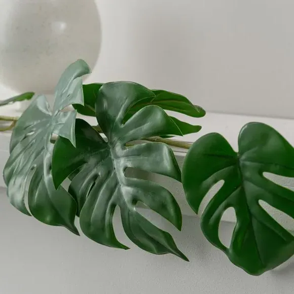 Artificial Monstera Garland - Green, Fabric
