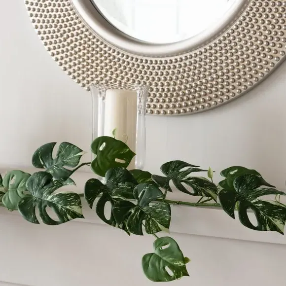 Artificial Monstera Garland - Green, Faux Foliage