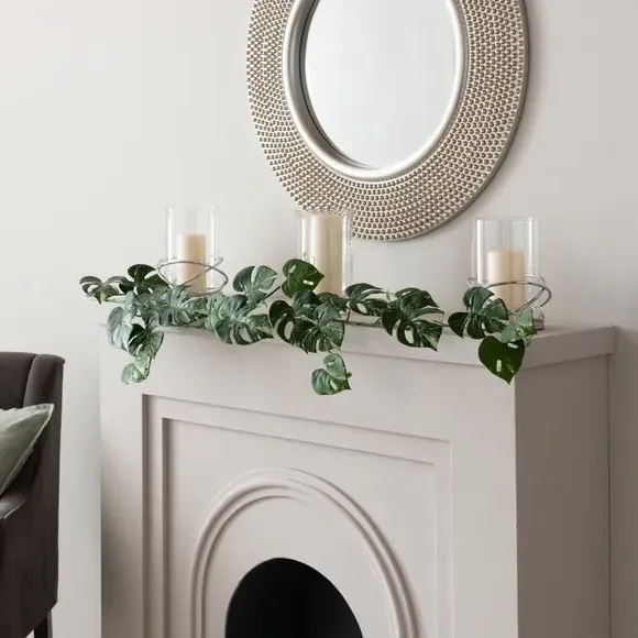 Artificial Monstera Garland - Green, Faux Foliage