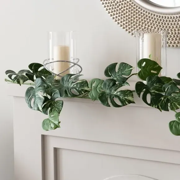 Artificial Monstera Garland - Green, Faux Foliage