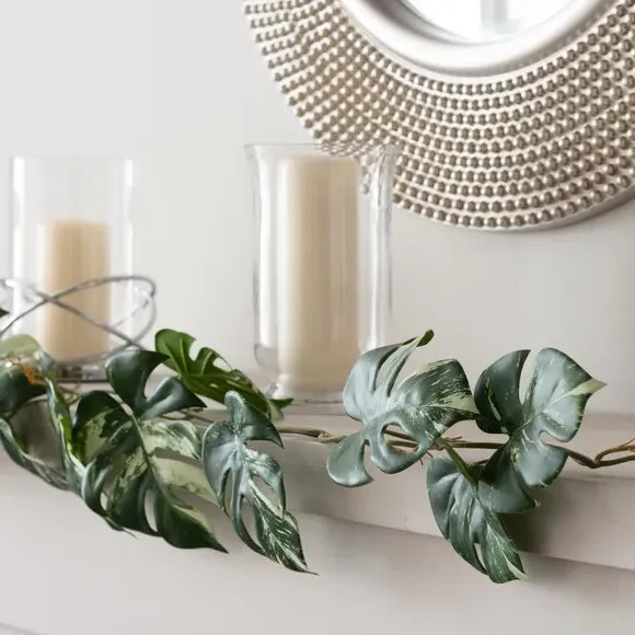Artificial Monstera Garland - Green, Faux Foliage