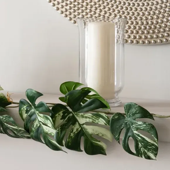 Artificial Monstera Garland - Green, Faux Foliage