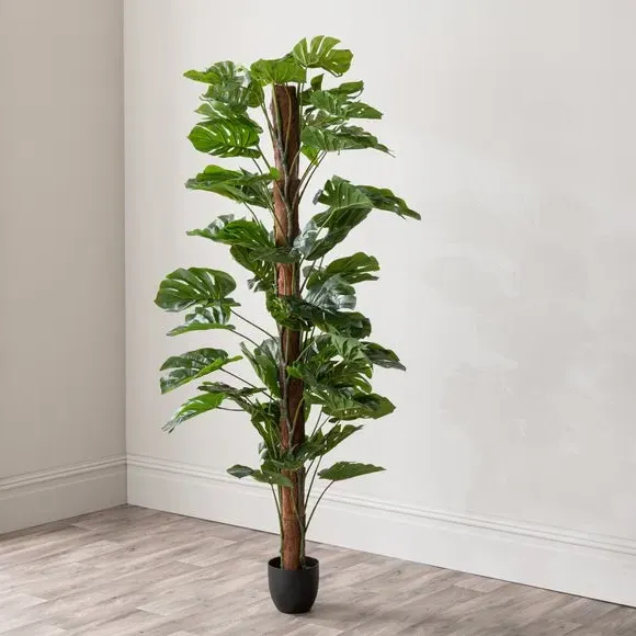 Artificial Monstera Tree - Green, Black Pot