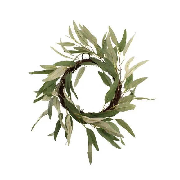 Artificial Olive Leaf Wreath - Green