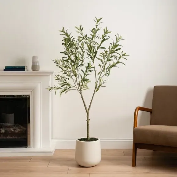Artificial Olive Tree in Pot - Green, Cream image