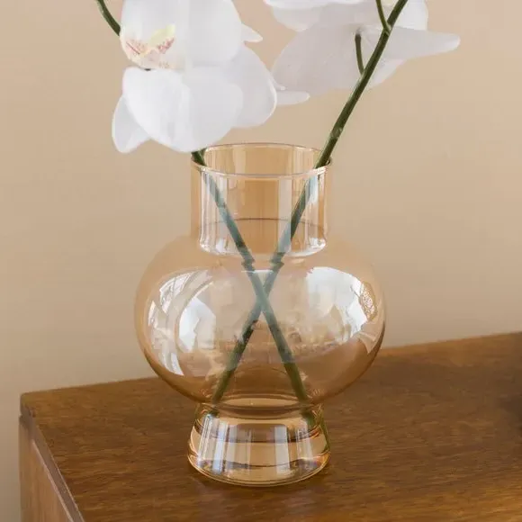Artificial Orchid in Glass Vase - White
