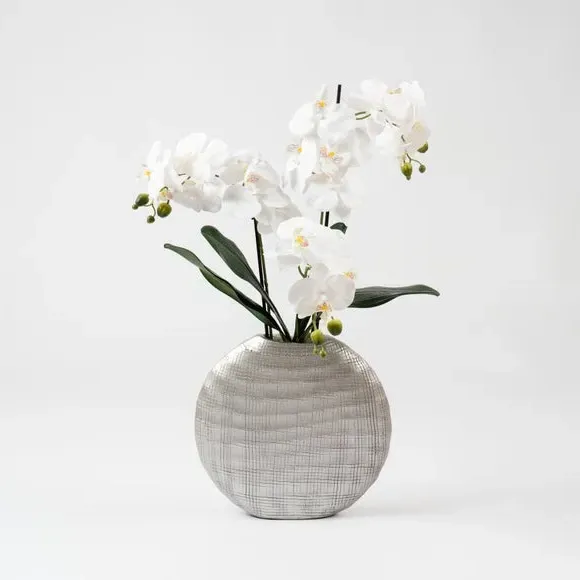 Artificial Orchid in Vase - White, Real Touch