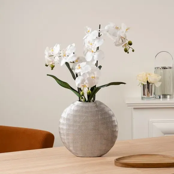 Artificial Orchid in Vase - White, Real Touch image