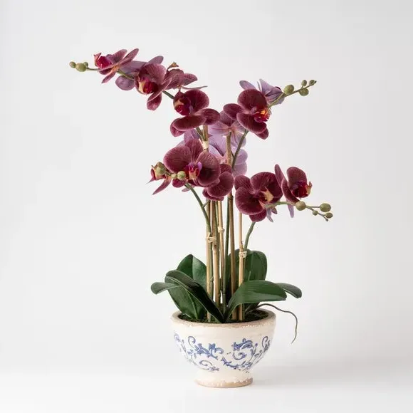 Artificial Orchid Plant - Pink, Ceramic Pot