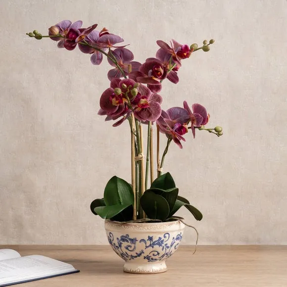 Artificial Orchid Plant - Pink, Ceramic Pot image