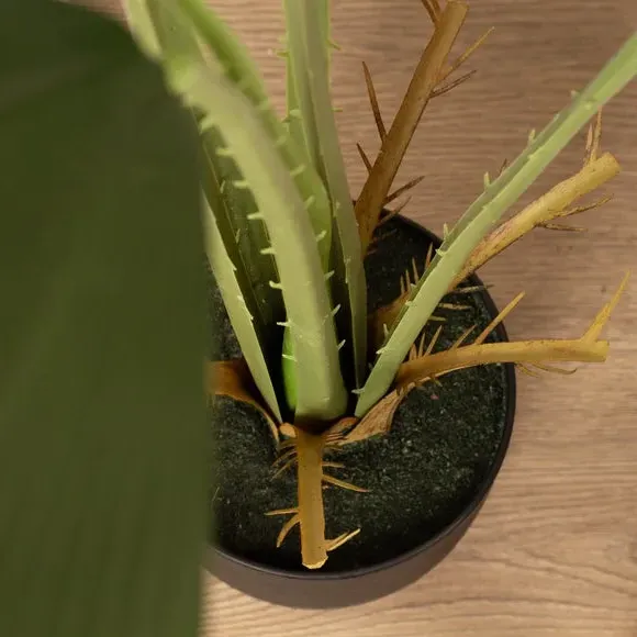 Artificial Palm Tree with Pot - Green, Plastic