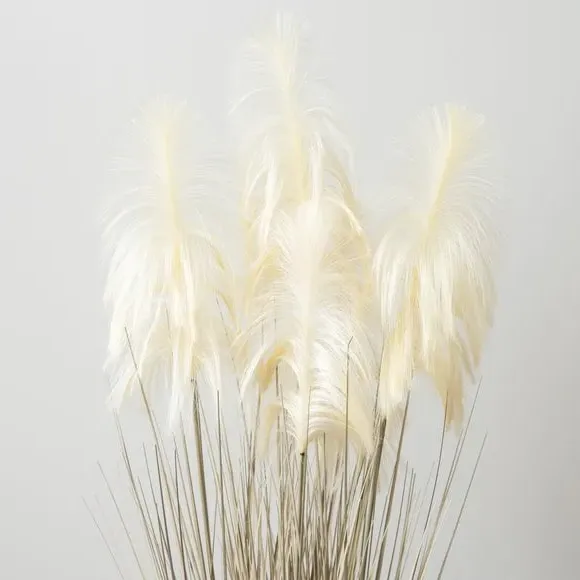 Artificial Pampas Grass Plant - Cream, Black Pot