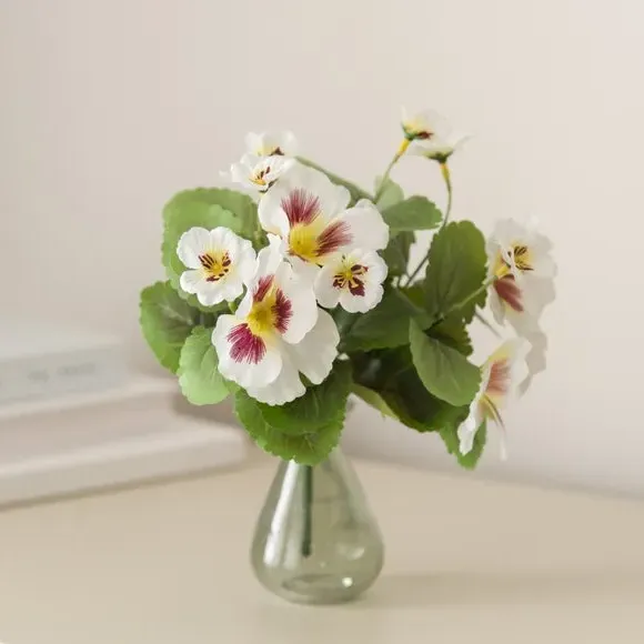 Artificial Pansy Bundle - White, Plastic