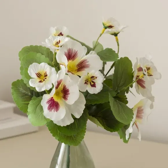 Artificial Pansy Bundle - White, Plastic