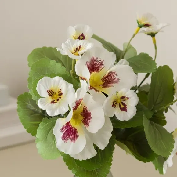 Artificial Pansy Bundle - White, Plastic