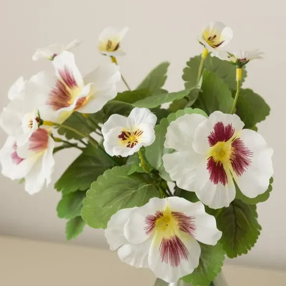 Artificial Pansy Bundle - White, Plastic