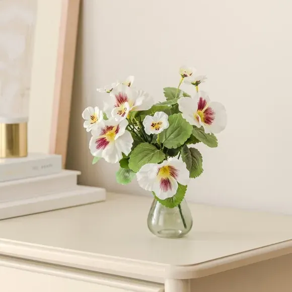 Artificial Pansy Bundle - White, Plastic image