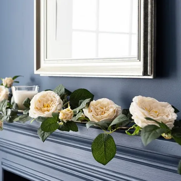 Artificial Peony Garland - Cream, Silk