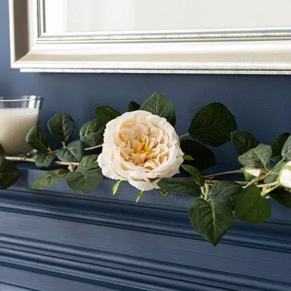 Artificial Peony Garland - Cream, Silk