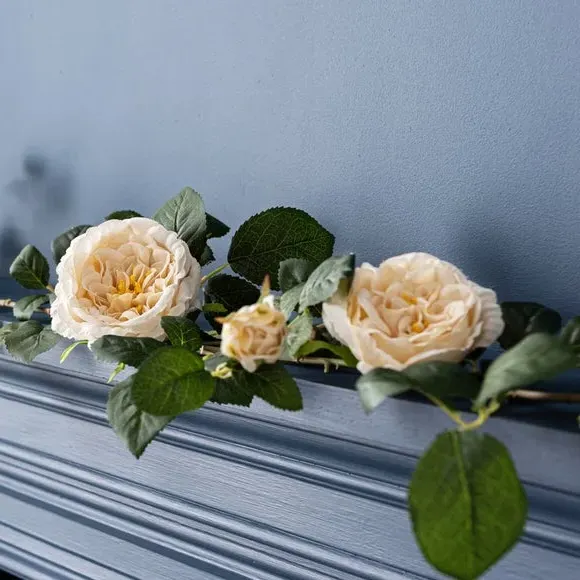 Artificial Peony Garland - Cream, Silk